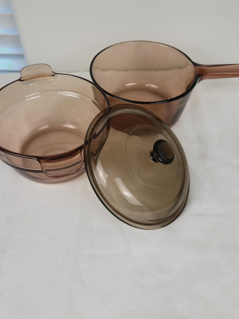 Vintage Visions Corning Amber Glass 1.5L Saucepan & 2L V-20-B Saucepot